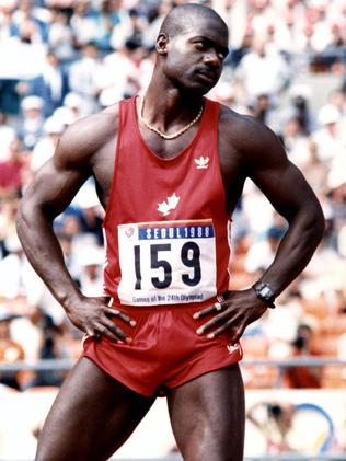 Infamous 100m sprinter and gold medallist Ben Johnson of Canada in 1988 befor he was stripped of his medal for taking drugs.