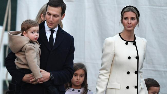 Ivanka Trump, Jared Kushner and their children Arabella Rose Kushner (C) , Joseph Frederick Kushner (R), and Theodore James Kushner. Picture: AFP.