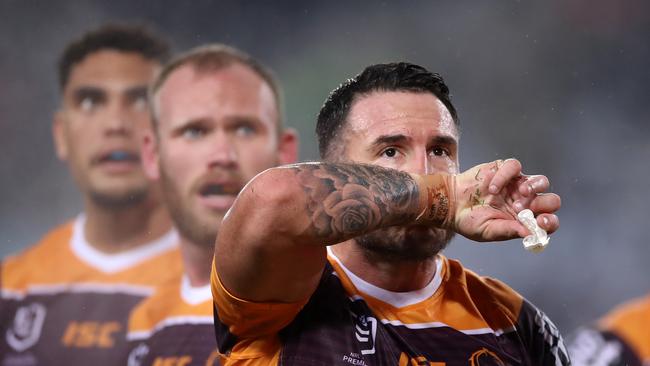 Darius Boyd and the Broncos are a genuine chance of collecting the wooden spoon in 2020. Picture: Mark Kolbe/Getty Images