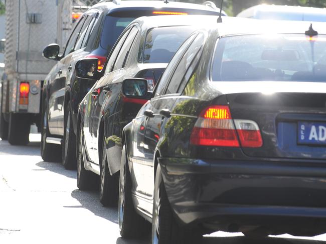 Traffic congestion on Peel Street, South Brisbane. Photo by Patria Jannides