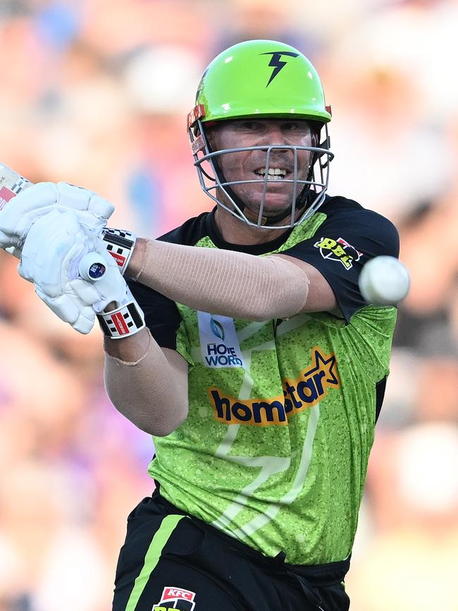 David Warner in action for the Thunder. Picture: Steve Bell/Getty Images.