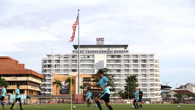 The Socceroos held a light training session at Hang Tuah Stadium in Malaysia.