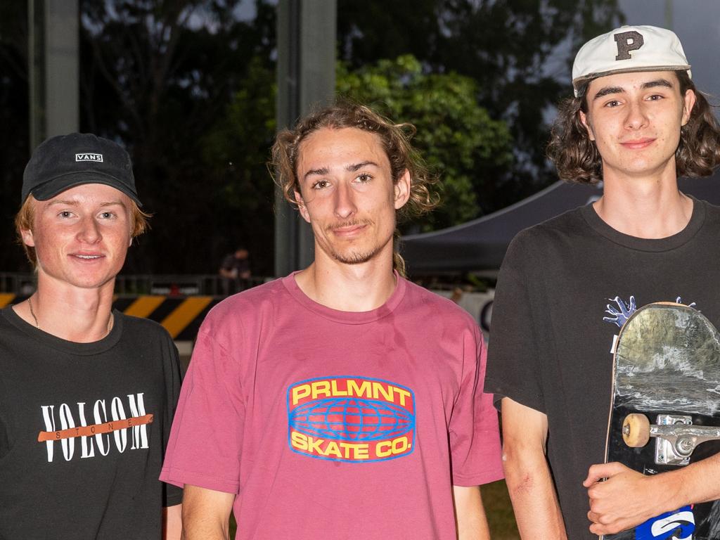 Rome Collyer, Corey Nixon and Noah Bowden at Rumble On The Reef Sugar Bowl Skatepark Saturday 23 September 2023 Picture:Michaela Harlow
