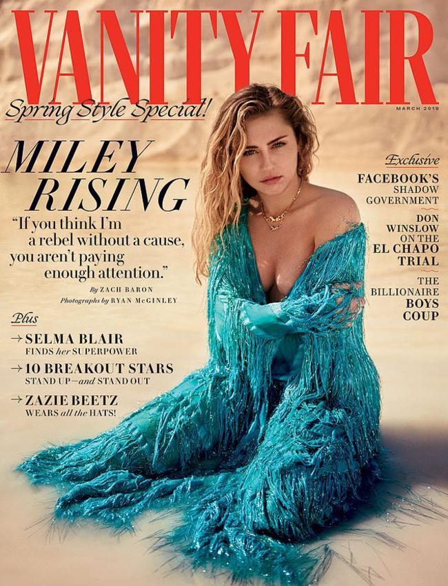 Miley Cyrus’ March 2019 cover of Vanity Fair. Picture: Vanity Fair