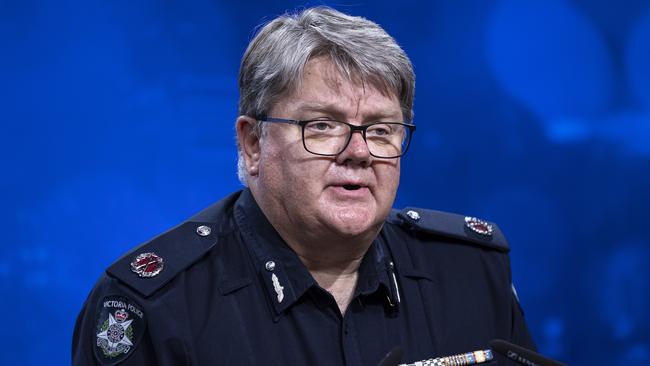 Victoria Assistant Commissioner Luke Cornelius speaks to the media. Picture: NCA NewsWire / Daniel Pockett