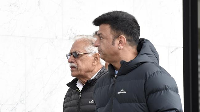 Ashok Bhatia, father of Vivek Bhatia, and Vikas Sharma, brother of Pratibha Sharma, sat in court during the hearing. Picture: NewsWire / Andrew Henshaw