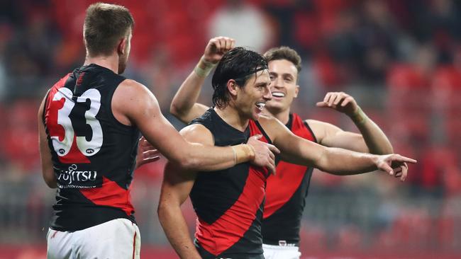 Mark Baguley of the Bombers celebrates. (Photo by Matt King/Getty Images)