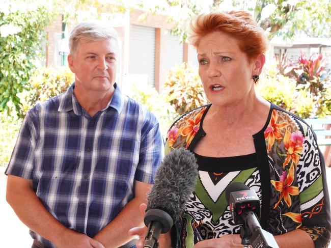 Pauline Hanson in Cairns with One Nation candidate Darrin Griffith. Picture: Supplied.