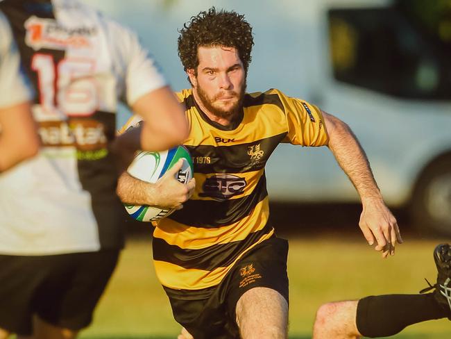 Dragon's Hayden Riggs  in Round 3 Darwin A-grade rugby union. Uni Pirates v Darwin Dragons at University Oval. Picture GLENN CAMPBELL