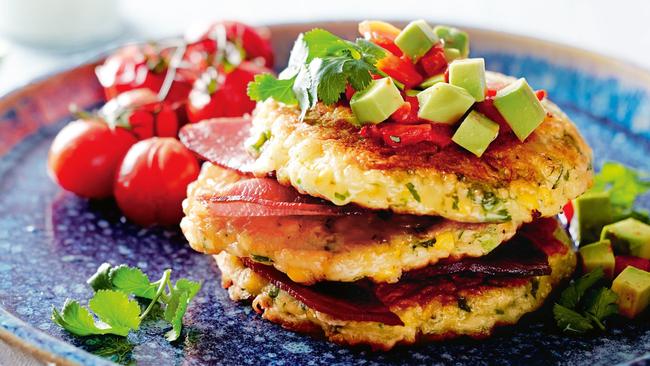 Corn fritters using eggs is a good meal.