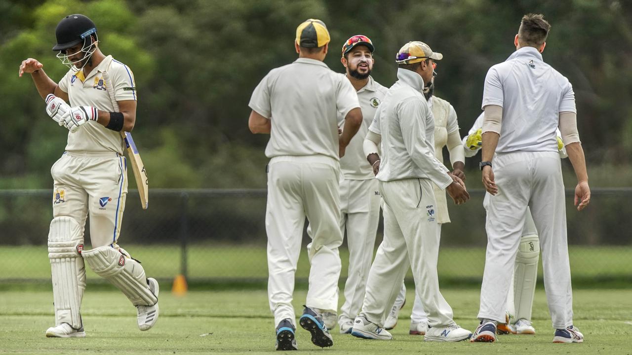 VSDCA - Ormond’s Sachin Varadajran walks off after being dismissed against Endeavour Hills. Picture: Valeriu Campan