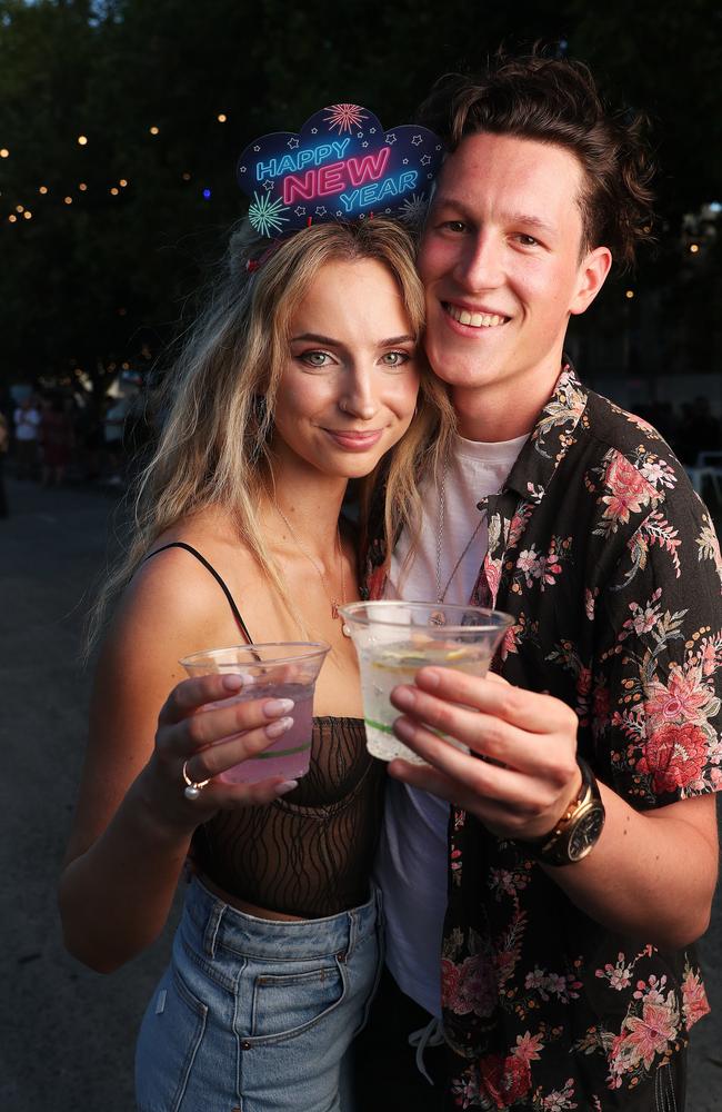 Bronte Ingleton and boyfriend Declan Austin both of Melbourne. New Year's Eve at Tasmania's Taste of Summer. Picture: Nikki Davis-Jones