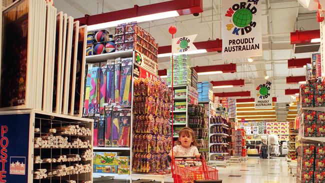 Taylah Nicholls at a World 4 Kids toy shop in 1996.