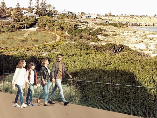 Artist impressions of the proposed Port Willunga North Coast Park, Picture: Aspect Studios