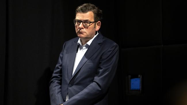 Premier Daniel Andrews before telling Melburnians restrictions would again not ease as planned on Sunday morning. Picture: NCA NewsWire/David Geraghty