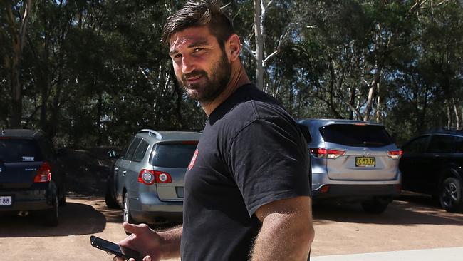 Dave Taylor leaving Raiders headquarters in Canberra.