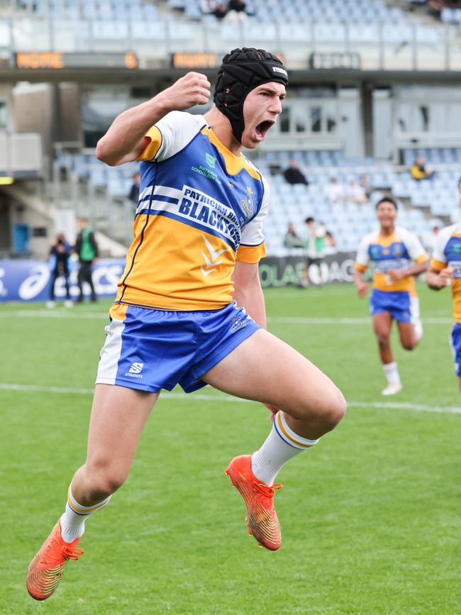 Jared Haywood celebrates a try against Endeavour on Wednesday. Picture: Tim Pascoe