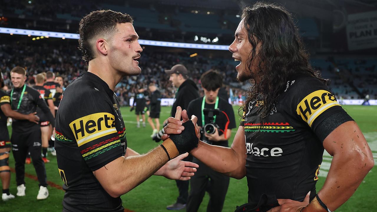 Cleary and Jarome Luai have one more game together before the halves are split up. Picture: Matt King/Getty Images