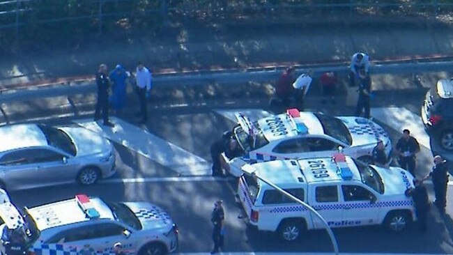 A number of people have been arrested following the alleged stabbing of a security guard at Westfield Helensvale early on Friday morning. Picture: 9 News Gold Coast/ Twitter