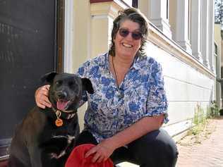 TOUGH ROAD: Single mum Lee McGregor with her dog, Darkie. Picture: Matt Collins