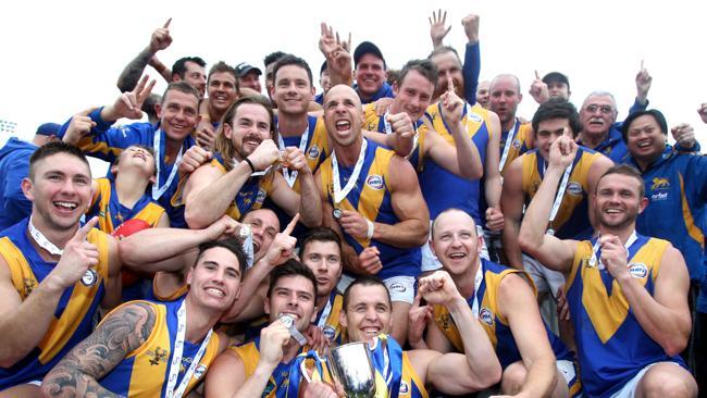 Deer Park celebrates its premiership win. Picture: Glenn Daniels.