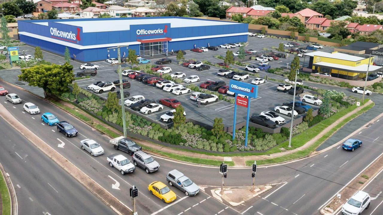 REVEALED: Officeworks will be the anchor tenant of a $30m project replacing the infamous Snap Fitness eyesore on the corner of James and West Streets in Harristown.