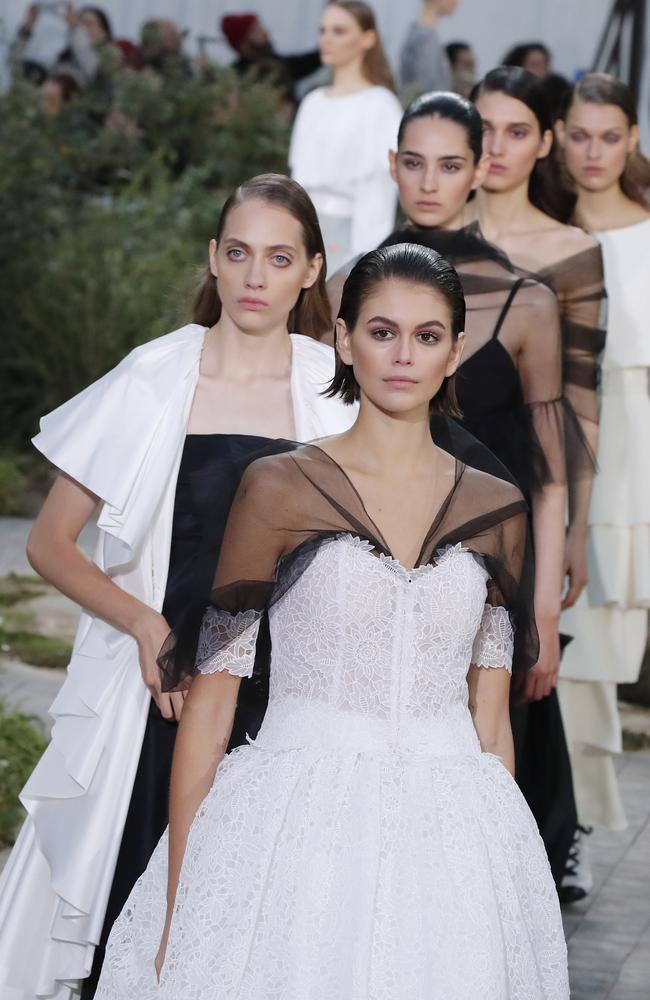 Kaia Gerber lead the finale at Chanel. Picture: AP