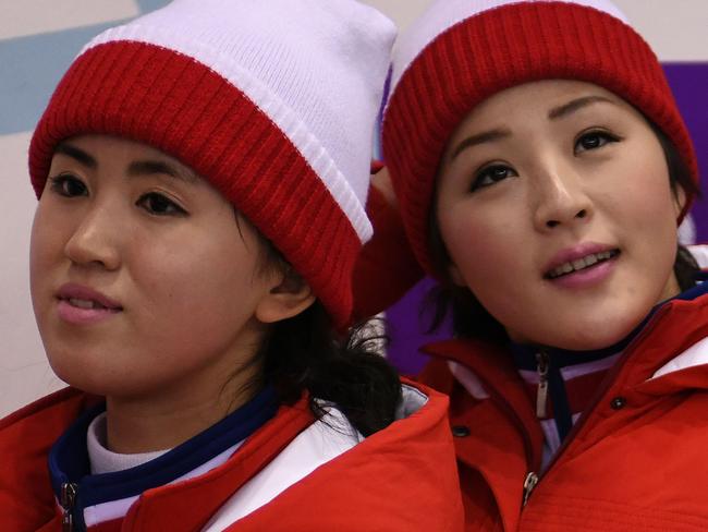 North Korean cheerleaders attend an event during the PyeongChang Winter Olympics. Picture: AFP/Jung Yeon-Je