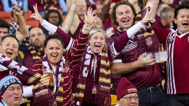 Queensland fans show their support at Suncorp Stadium. Picture: AAP