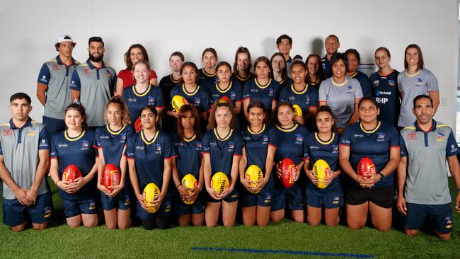 The Crows launch a new Aboriginal academy at West Lakes on Wednesday. Picture: Matt Turner