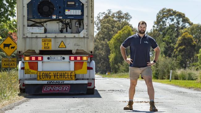 Valley Pack’s Taylor Hall is concerned about the state of Victoria’s rural roads. Picture: Zoe Phillips