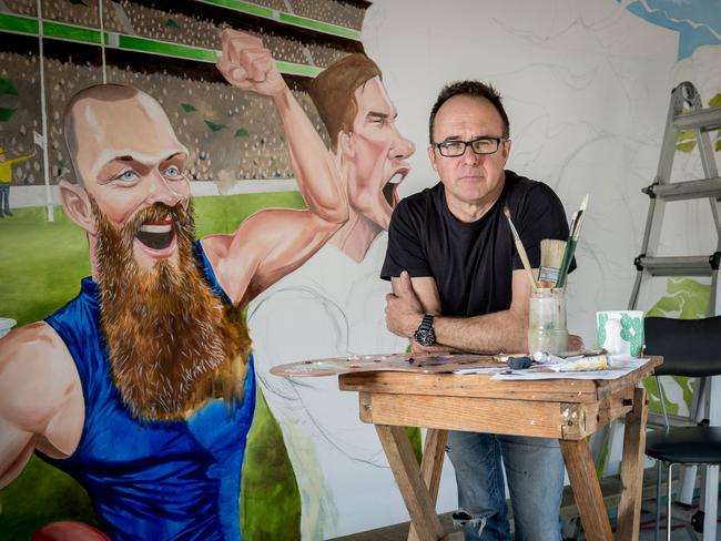 Herald Sun cartoonist Mark Knight at his home studio following a the viral and negative reaction to his cartoon. Picture: Jake Nowakowski