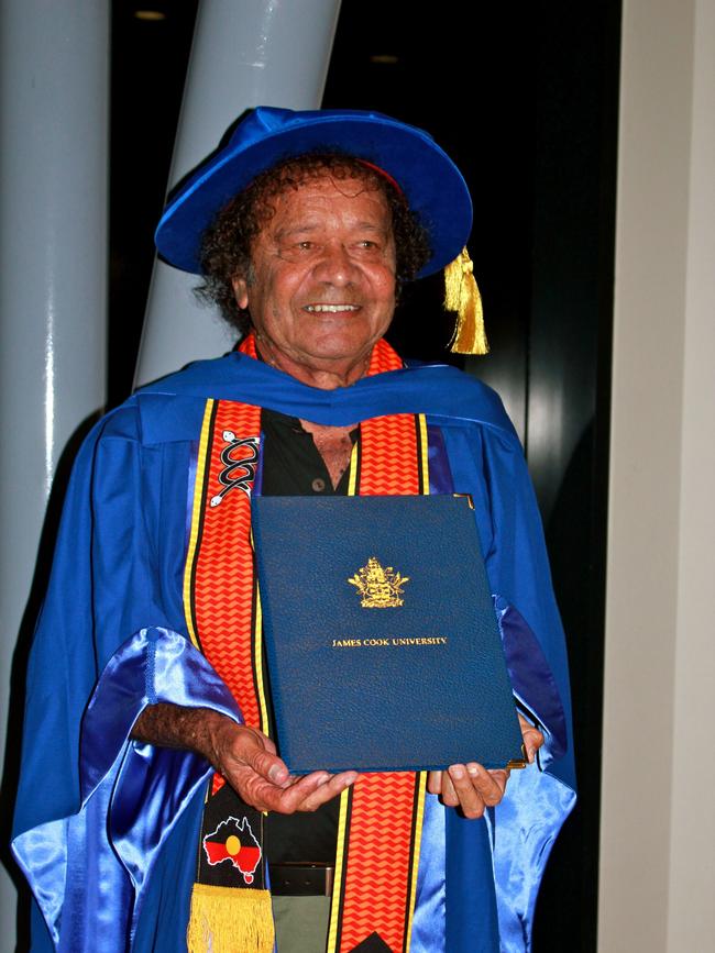 Yirrganydji elder George Skeene received an Honorary Doctor of Letters from James Cook University due to his significant research on Indigenous history in the Cairns region. Photo: File.