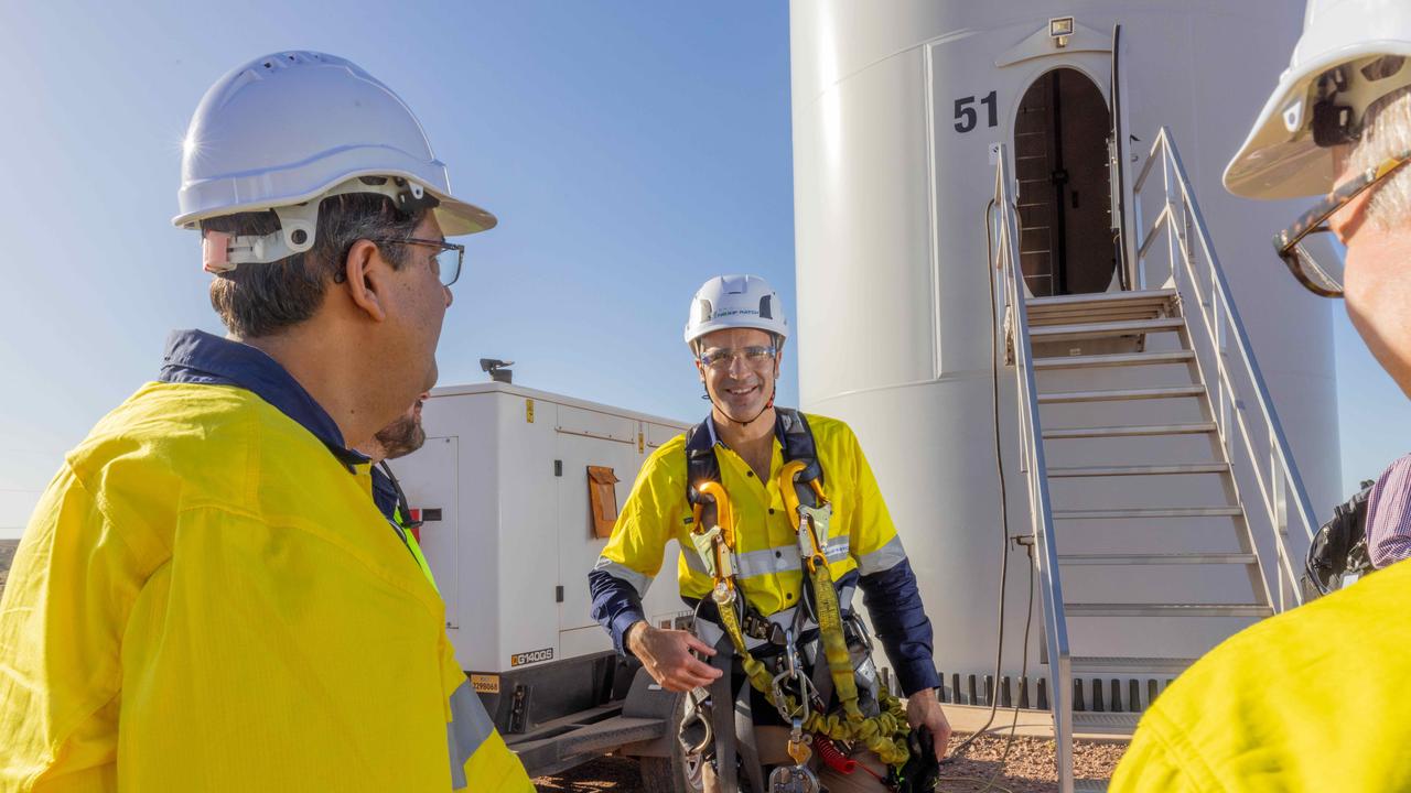 Premier Peter Malinauskas said he would bring forward the state’s 100 per cent renewables net electricity generation target to 2037. Picture: Ben Clark