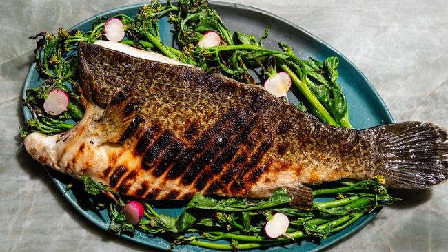 Lennox Hastie’s barbecued Murray cod is perfect for seafood lovers.