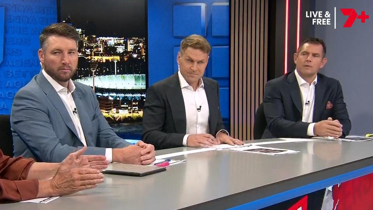 Dale Thomas (left), Kane Cornes (middle) and Luke Hodge (right) could be facing legal action from the umpires.