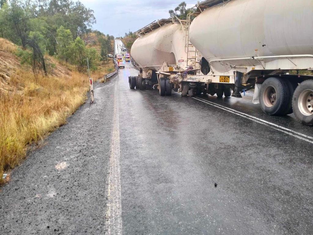 Photos show the shocking aftermath of a serious crash involving two utes and a tanker on Saraji Rd on July 4. Picture: Supplied