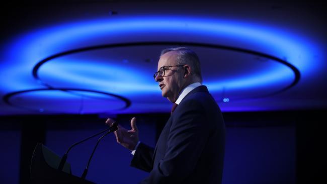 Prime Minister Anthony Albanese addresses the COSBOA national summit in Sydney on Thursday. Picture: John Feder