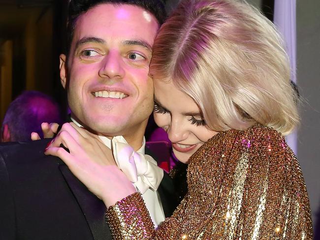 BEVERLY HILLS, CA - JANUARY 06:  Rami Malek and Lucy Boynton attend the FOX/HULU Golden Globe Awards viewing party and post-show celebration at The Beverly Hilton Hotel on January 6, 2019 in Beverly Hills, California.  (Photo by Rachel Murray/Getty Images for Hulu)