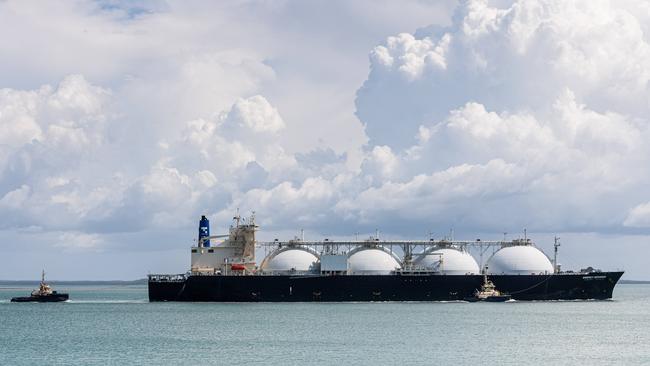 LNG Tanker Energy Advance enters Darwin Harbour. The government has said it is prepared to underwrite new generation and pipelines and implement a reservation scheme to spur an economic rebound from recession. Picture: Che Chorley