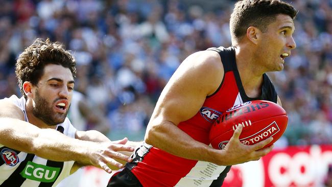 Leigh Montagna says he wants to hang around long enough to play in another Grand Final. We’re not going to say he can’t do it. Picture: Colleen Petch