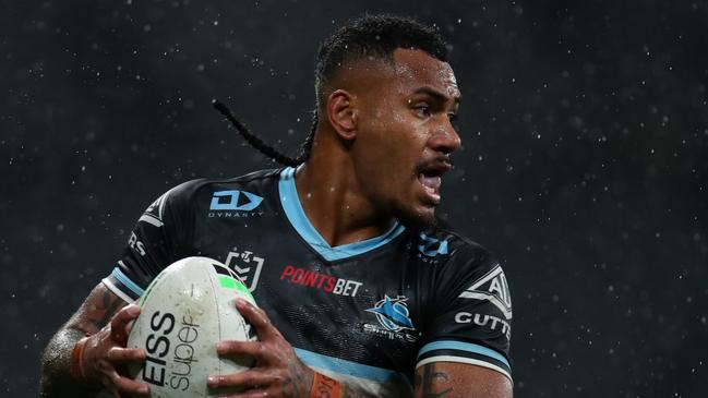 Sharks winger Sione Katoa will miss the rest of the NRL season. Picture: Jason McCawley/Getty Images