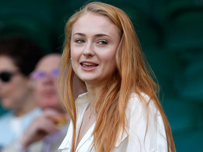 LONDON, ENGLAND - JULY 07: Actress Sophie Turner watches on from The Royal Box as Serena Williams of The United States plays Elena Vesnina of Russia during the Ladies Singles Semi Final match on day ten of the Wimbledon Lawn Tennis Championships at the All England Lawn Tennis and Croquet Club on July 7, 2016 in London, England. (Photo by Ben Curtis/AP/Pool/Getty Images)