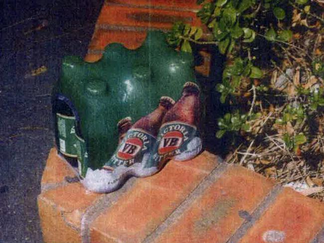 David’s six-pack of beer was found on a brick wall metres from his body.