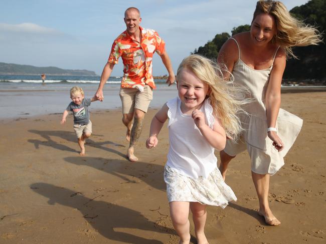 Ryan and Kimberly Retton-Howe, with kids Corbin and Zoie, are selling a home in Umina Beach. Picture: David Swift