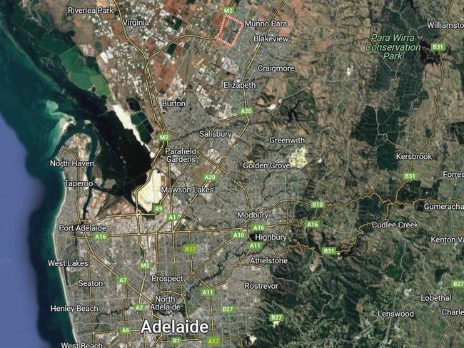 The location of the Andrews Farm suburb in Adelaide's outer north. Picture: Google Maps