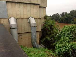 PUMPING: The Browns Creek flood pumps on the Wilsons River in Lismore were severely damaged by the March floods. Picture: Marc Stapelberg