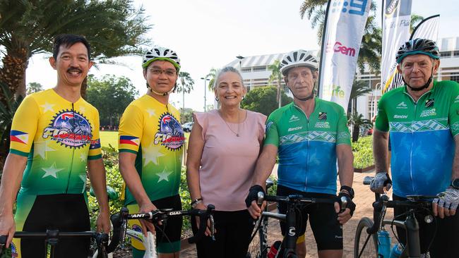 Ronald Ocampo, Ross Ocampo, Kate Worden, Byron Wauchope and Neil Summers at the Northern Territory Gran Fondo Press Conference at Parliament House, Darwin. Picture: Pema Tamang Pakhrin