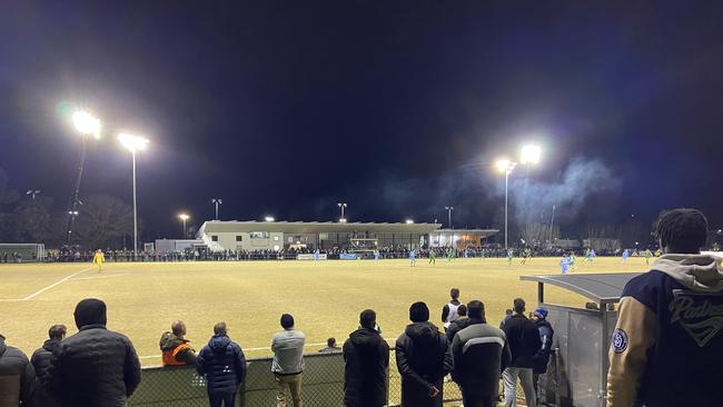 Bentleigh Greens supporters watch on at their home ground Kingston Heath.