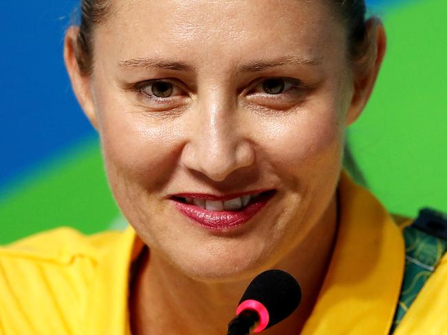 RIO DE JANEIRO, BRAZIL - AUGUST 20:  Fiona de Jong of Australia answers questions during a press conference on August 20,2016 at the Main Press Center in Rio de Janeiro, Brazil.  (Photo by Elsa/Getty Images)